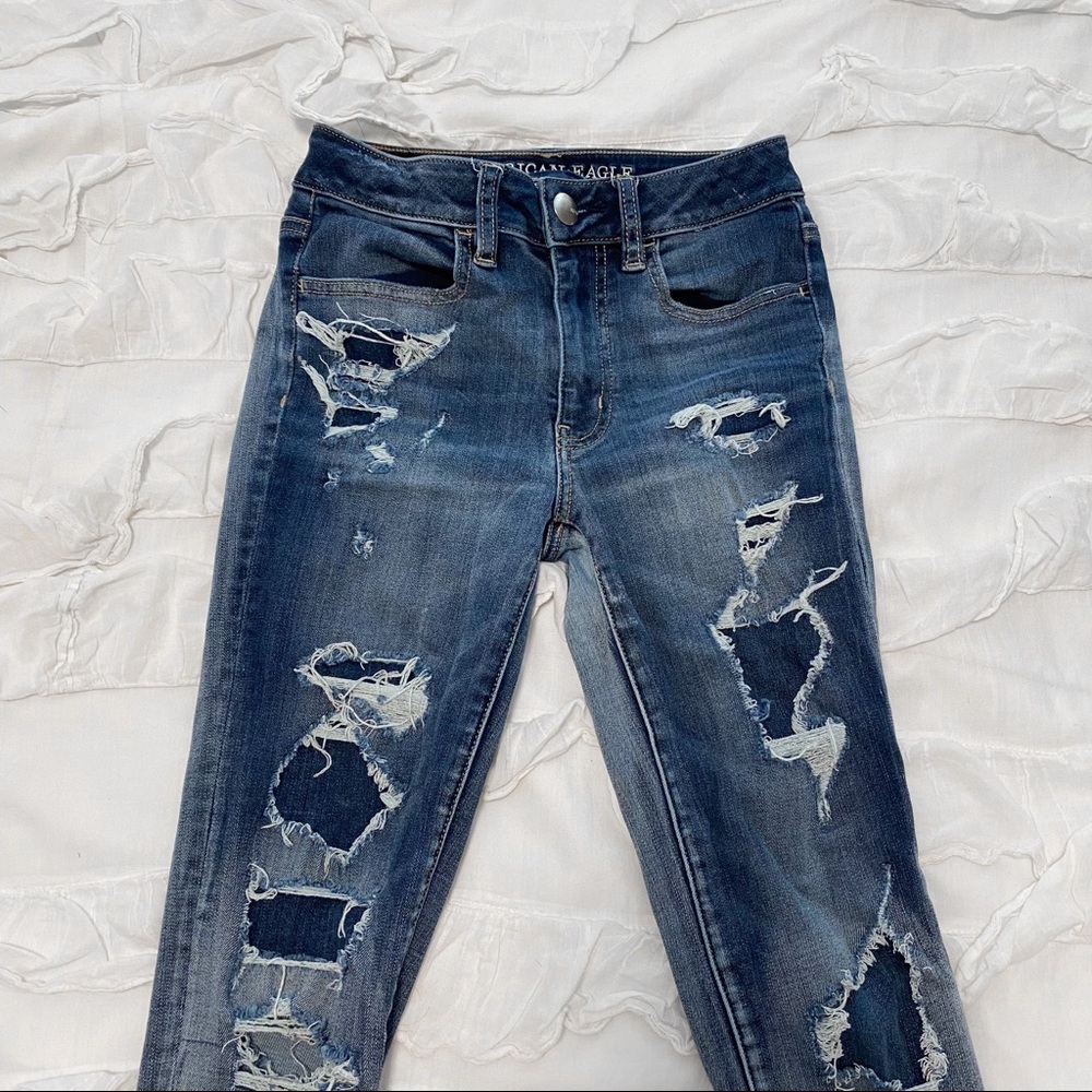 AEO Distressed Hi Rise Jegging